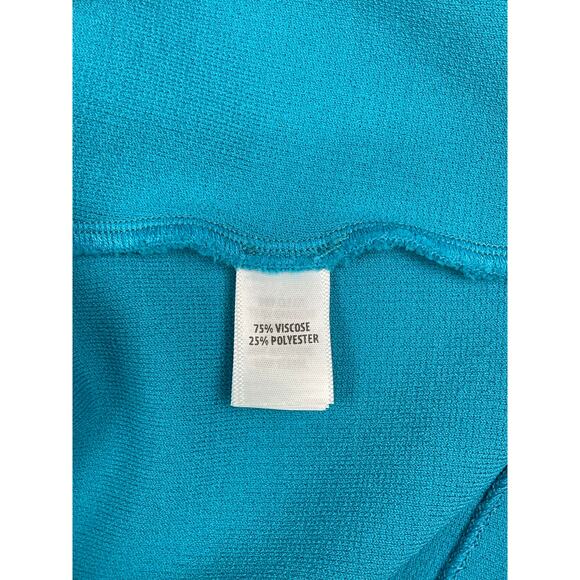 St. John Size 2 Sapphire Knit Bodycon Midi Dress Statement Sleeves NWOT - Picture 10 of 10